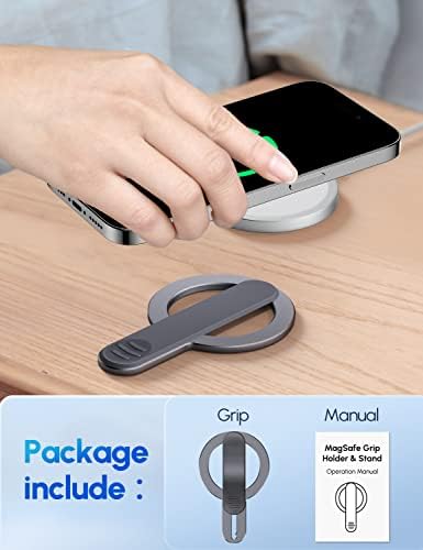 Miss Arts Magnetic Teleple Grip for MagSafe, Kickstand do portador do anel de telefone, suporte de dedo do loop de telefone para iPhone 14/14 Pro/14 Pro Max/14 Plus & iPhone 13/12 Series, Gray