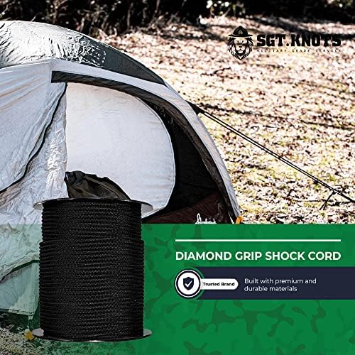 Sgt Nots Diamond Grip Gord Bungee Cord - de alongamento e choque absorvente para camping, deck de caiaque,