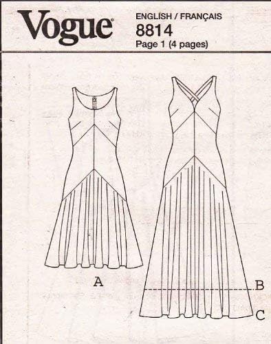 Vogue Patterns V8814 Vestido de erros, tamanho A5