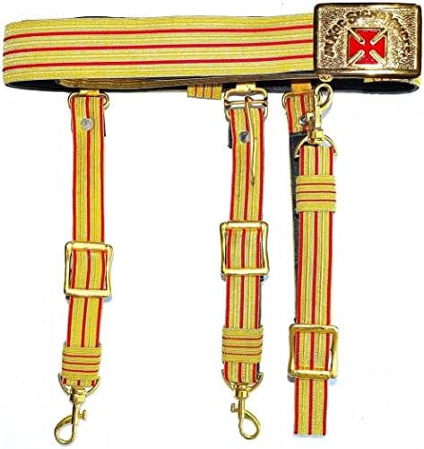 Cavaleiros Templários Passado Grand Grand Comandante Red & Gold Sword Belt - Cruz vermelha Tamanho: 34 - Estilo de correia: com estilos