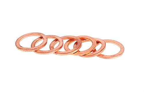 Luoqiufa M18 Anel de vedação de cobre de cobre, diâmetro interno 18 mm, diâmetro externo 22 mm, espessura