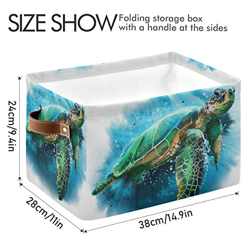 Kelekey Watercolor Sea Tartaruga marinha grande cesta de armazenamento de armazenamento Bin armazenamento Organizador cubo cubo cura