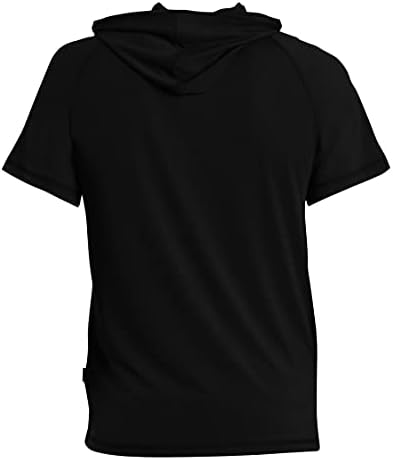 Camiseta de capuz de manga curta masculina - moletot de pullocação de verão com bolso de canguru