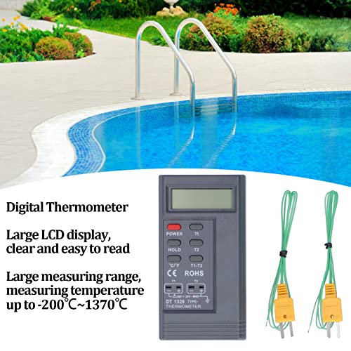 Termômetro digital, –200 ℃ ~ 1370 ℃ Medição da faixa de medição LCD Medidor de temperatura, com sonda de temperatura do tipo K do tipo