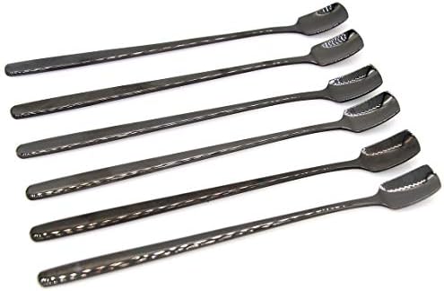 6 PCs Mistura de aço inoxidável com acabamento preto-colher de agitador com cabeça em forma de pá para