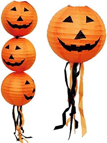Floralby Halloween Decoração de terror Skull Head Spider Pumpkin Diy Papel pendurado Lanterna - Pumpa de 30 cm