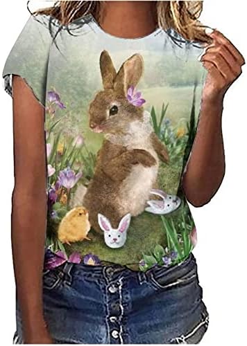 Camisas de Páscoa para mulheres Camiseta de páscoa coelho Tees gráfico de páscoa camisa de férias de