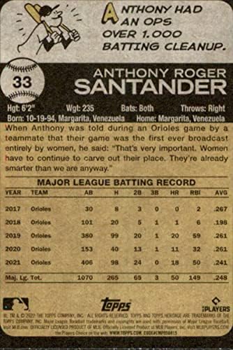 2022 Topps Heritage 33 Anthony Santander Baltimore Orioles NM-MT MLB Baseball