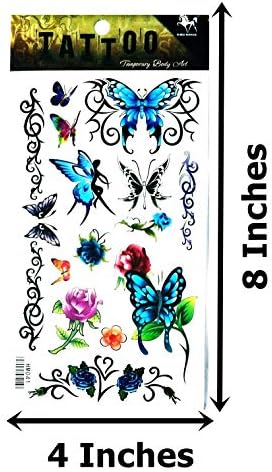 Nipitshop 1 folha Mulheres tatuagens temporárias Butterfly & Flower Body Art Tattoo Tatlo Tatoo falso