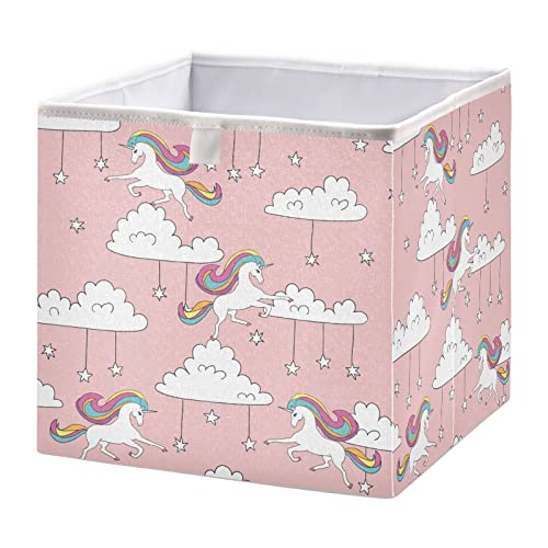 Unicorn Cloud Cube Bin Bin Bins de armazenamento dobrável cesta de brinquedos à prova d'água para caixas de organizador de cubos para brinquedos closet infantil garotas meninas livros de roupas - 15.75x10.63x6.96 em