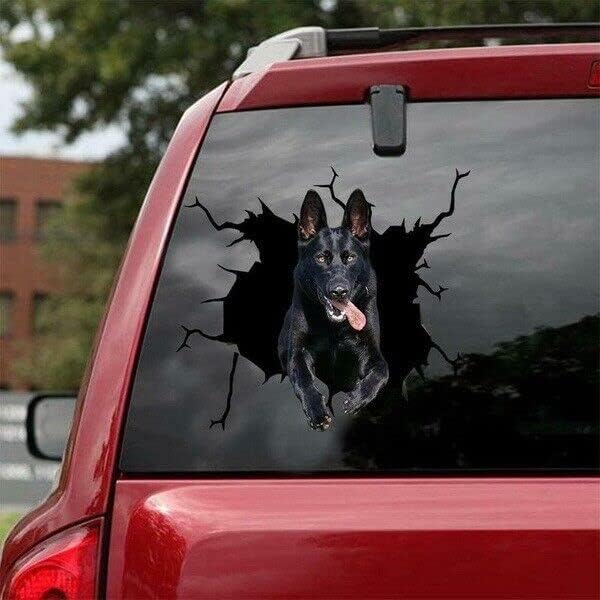 Adesivo de pastor alemão preto para janela do carro, decalque de crack d do cachorro realista