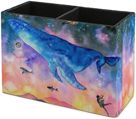 Mergulhar de baleia no espaço de fantasia PU couro de couro copo lápis porta -copo de mesa de mesa de mesa