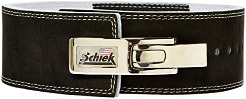 Schiek Sports 7010 Competição de alavanca Potência de levantamento de peso Cinturão de levantamento - camurça cinturões de levantamento de couro com fivela de metal de alavanca de aço