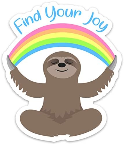 Adesteoonie Encontre Joy meditando a preguiça arco -íris engraçada Vinil 4 x 4 para o carro de telefone do laptop