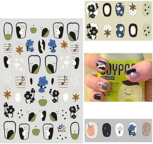 Yubx Modern Nail Art Starters abstrato unhas Decalques de unhas Auto-adesivo Pets Flores Decoração