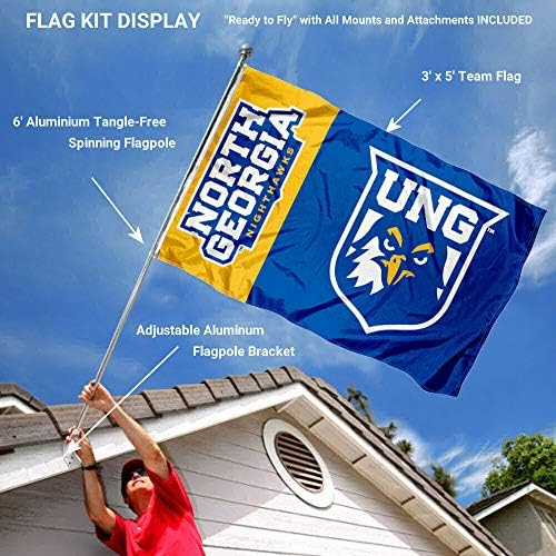 Universidade da Geórgia do Norte 3x5 bandeira e suporte de suporte de poste