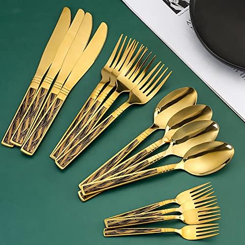 Conjunto de talheres de Cathyladi, conjunto de utensílios, talheres de 25 peças para 5, incluindo garfo de faca e colher, casamento de restaurante de cozinha em aço inoxidável
