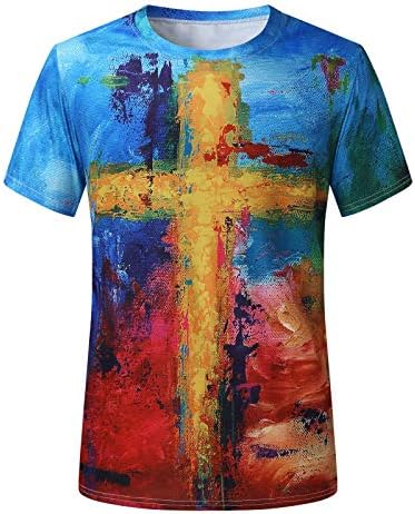 Camisetas de novidade masculina Jesus cruzar a fé de manga curta casual camisetas cristãs cross impressas esportes