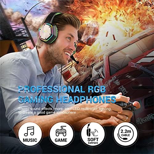AtraSee USB Pro Gaming Headset para PC PS4 PS5, 7.1 fones de ouvido de som surround com microfone