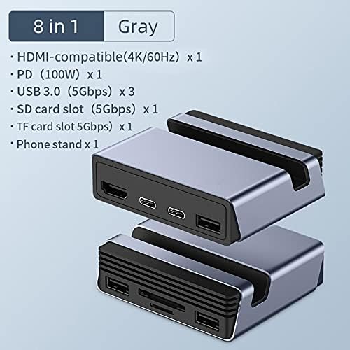 CHYSP USB C CUILO TIPO C ESTAÇÃO DE DOCKING TIPO C TO LEITOR DE PD SD/TF COMPATÍVEL DE 4K HDMI