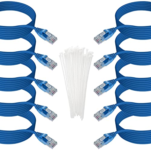 Adoreen CAT 6 Cabo Ethernet Patch 0,6 ft-10 pacote azul, gigabit Internet Cable de alta velocidade CAT 5E