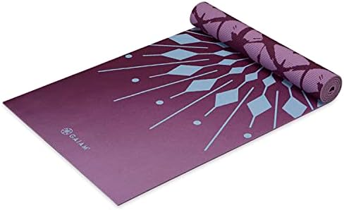 GAIAM YOGA MAT - Premium de 6 mm de impressão reversível Exercício sem deslizamento e tapete de fitness para todos os tipos de ioga, pilates e exercícios de piso