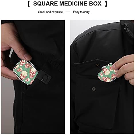 Caixa de pílula quadrada Red Skull Box Caixa Medic Medic Case Organizador para bolsa de bolso e viagem 2.2x1.6in