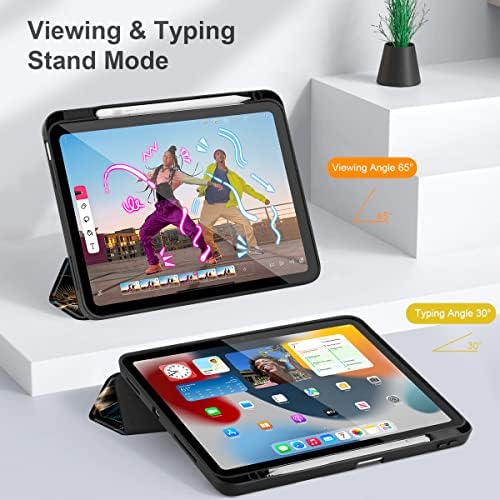 Maio Chen para iPad 10,9 polegadas Caso 2022 Release 10ª geração A2757 A2777, [suporte de lápis embutido] Slim Soft TPU Tampa traseira Trepa Trifold Stand Protetor