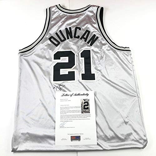 Tim Duncan assinou Jersey PSA/DNA Loa San Antonio Spurs autografados - camisas da NBA autografadas
