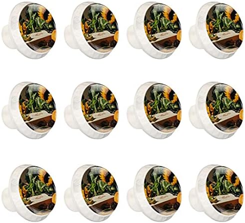 12 PCS Ganheira de gaveta redonda branca Girassol de abóbora de outono