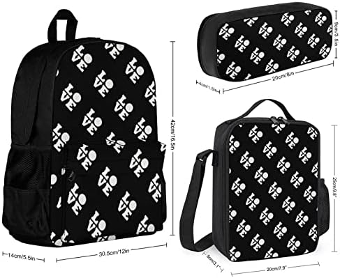Love Backpack Backpack Bag Box e Lápis Caixa de 3 peças para meninos Meninas Meninas Menino Viagem