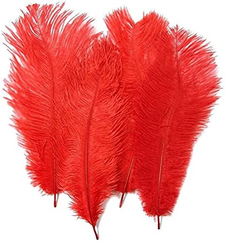 Zamihalaa 10pcs/lotes de avestruz vermelha para jóias fabricando 15-70cm/6-28 Avestruz Plumes Plumes Wedding Feathers Decoration Plume