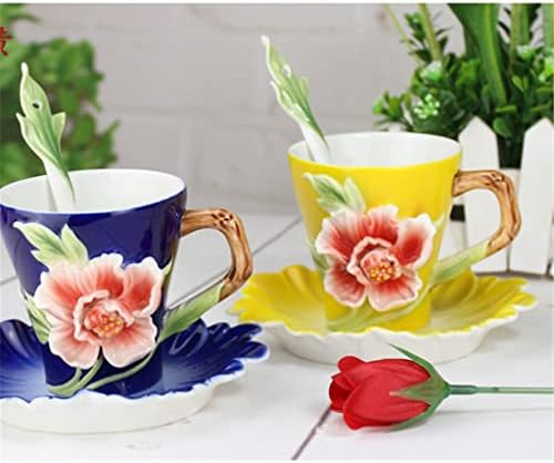 Zhuhw esmalte o osso da porcelana de caça de café da China Spoon Spoon Cerâmica Europeia Copa de chá perfumado para casa de chá