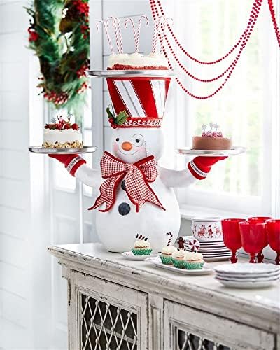 Luojibingyu Christmas Snowman Treats titular, figura altamente elaborada do boneco de neve com pratos, segurando o cupcake de biscoito de suporte da forparidade