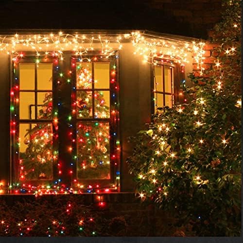 Dazzle Bright 33ft 100 Luzes de Natal LEDs Luzes de Natal Interior Impermeável à prova d'água quente Luzes de Natal brancas arame verde, luzes cintilantes conectem -se para o quarto de árvores Decorações de natal de casamento