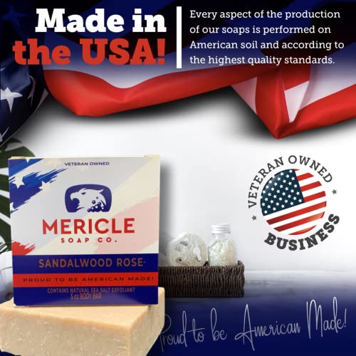 Mericle Soap Co. Sandalwood Rose Organic 5oz Body Bar | Tecnologia tradicional de processo a frio | Ingredientes orgânicos e naturais | Sem produtos químicos ou conservantes | Feito nos Estados Unidos