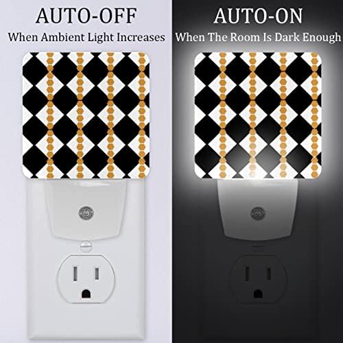 Rodailycay sensor de luz leve xadrez leve, 2 pacotes de luzes noturnas se conectam na parede, luz noturna