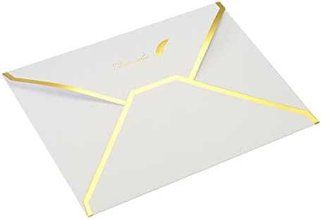 Envelopes de aba Patikil V, 10 pacote de 10 x 5 '' em estilo de borda dourado de luxo envelope para convites casamentos, branco