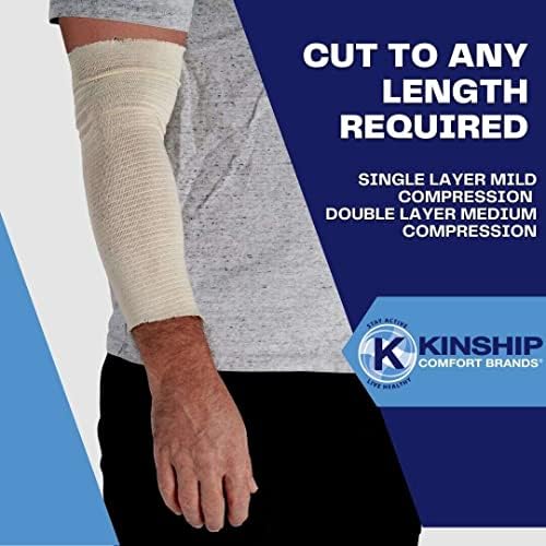O elástico tubular Kingrip Bandrages by Kinship Comfort Brands Tubular Bandage protege o atendimento frágil de ferida sem látex de pele para edema e suporte linfedema | Feito nos EUA | Tamanho D 3 ”x2 metro