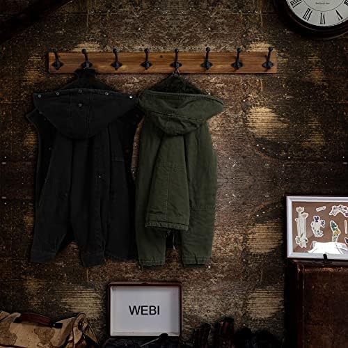 Webi Rustic Rack Rack Mount, 35 polegadas de comprimento 8 ganchos de casaco de ferro fundido montados na parede, ganchos vintage para casacos pendurados, roupas, marrom rústico, 2 pacotes