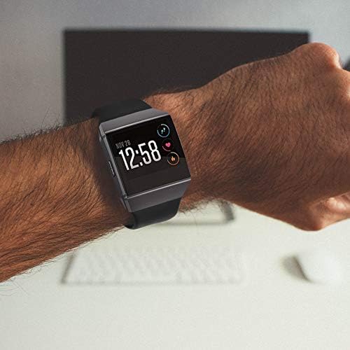 Nahai Compatível com faixas iônicas Fitbit, acessórios de cinta de substituição de silicone macios para pulseiras respiráveis ​​para o relógio inteligente Ionic Fitbit, grande pequeno
