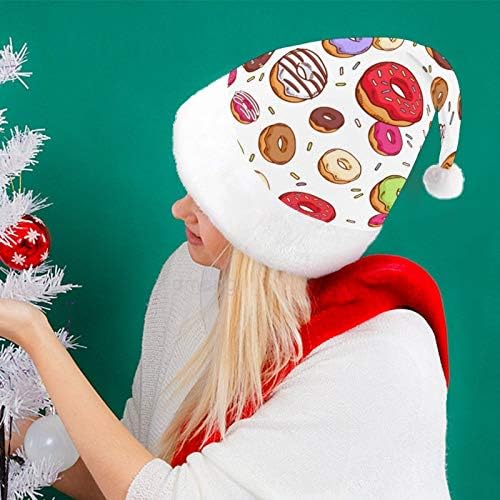 Chapéu de Papai Noel de Natal, Donuts coloridos chapéu de férias de Natal para adultos, Hats de Natal de Comforto Unisex para Festas Festivas de Festas Festivas Evento