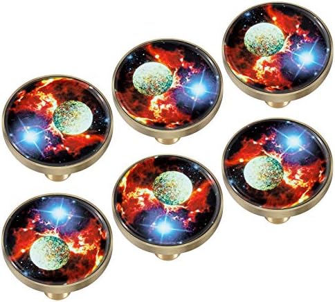 AMOGEELI brilhando em espaço escuro Starry Galaxy Glass Knobs Cabinet Locker Brass Pull Pulls Pack de 6