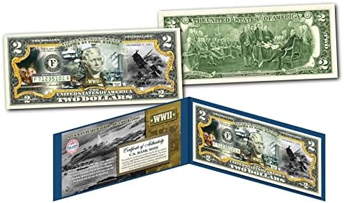 Ataque da Segunda Guerra Mundial a Pearl Harbor - 7 de dezembro de 1941 Uncirculou Circulou Dois Dollares Edition Special Edition Collectible Display e Certificate