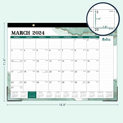 Calendário da mesa 2023-2024 - 18 calendário mensal de mesa/parede 2 -em -1, 16,9 x 11,9, julho de 2023 - dezembro de 2024 com protetores de canto, blocos governados - rosa por Artfan