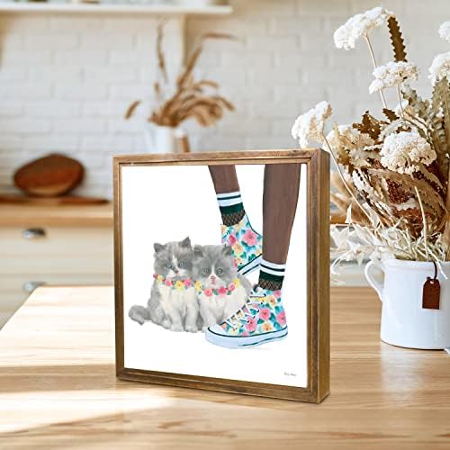 Cutie Kitties VII, Decoração de casa de Joyride, Decor de Joyride Decor emoldurado Placa de madeira, 11,25