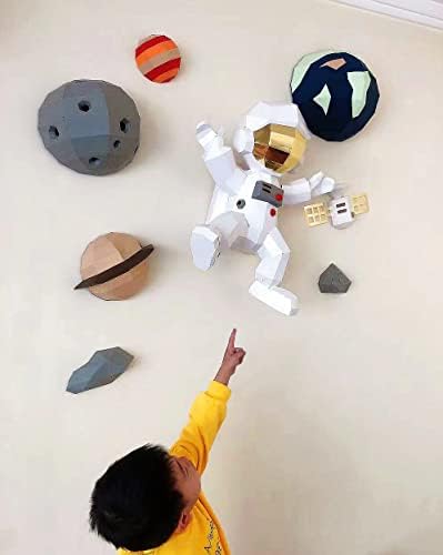 Acerevolution Astronaut Paper Craft, Solar System Planets Craft de papel, kit de origami astronauta, modelo de artesanato de papel DIY, decoração de parede 3D, ornamento de papel, escultura de papel, não um modelo acabado