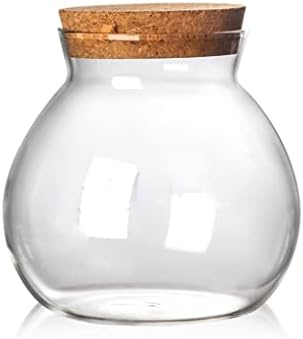 Recipiente de armazenamento de alimentos de vidro esférico Genigw com tampas de cortiça garrafas de vidro selado jarra de panela para organizador de cozinha