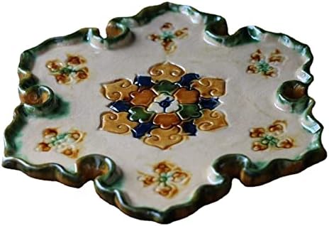 18 cm de artesanato puro Tang Tri-Color Porcelain Plate Room Decoração de estilo chinês Decoração em casa