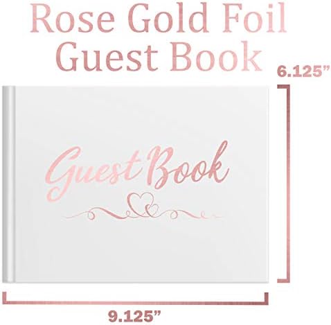 Livro de visitas de casamento e conjunto de canetas de casamento - Rose Gold 100 Página Conjunto de livros de